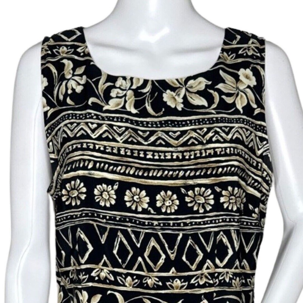 Kathie Lee Collection Maxi Dress Womens 10 Black Floral Geometric Sleeveless 90s - Picture 6 of 10
